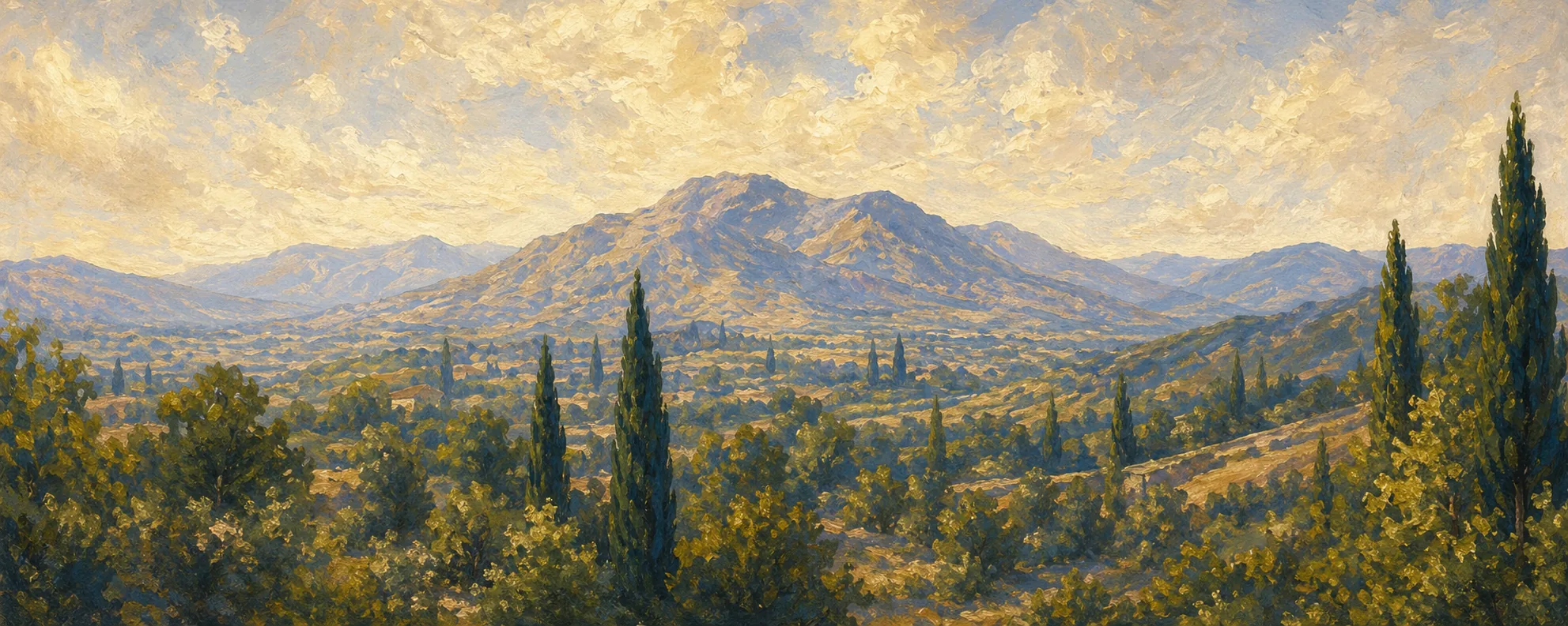 Paisagem montanhosa ao entardecer